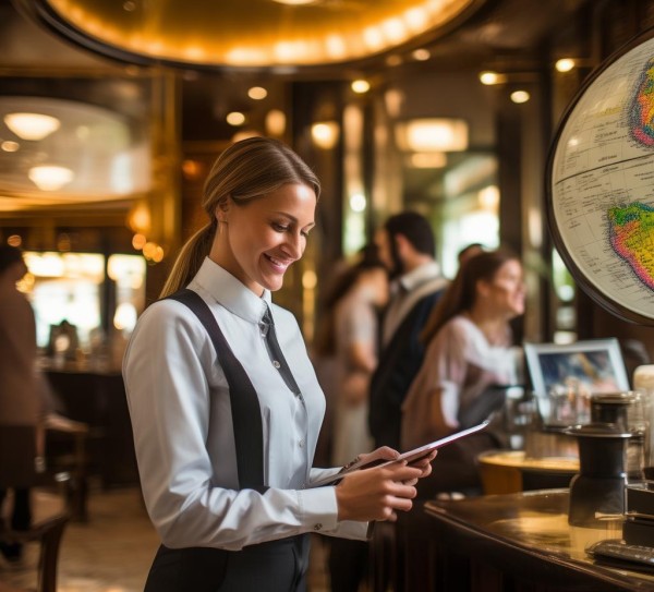 新味天下，专业酒店预订服务员，为您的旅途增添专属风味与温馨服务